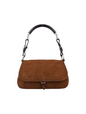 Prada Duet Brown Suede 7 Messenger Bag